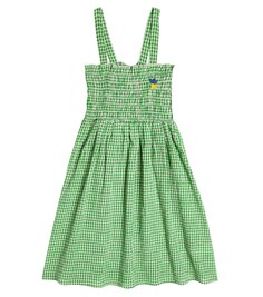 Платье Vichy из льна и хлопка Bobo Choses, зеленый