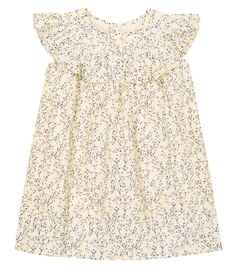 Хлопковое платье янтарного цвета с цветочным принтом Bonpoint, разноцветный