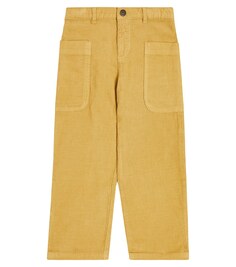 Вельветовые брюки прямого кроя с петлями Bonpoint, желтый