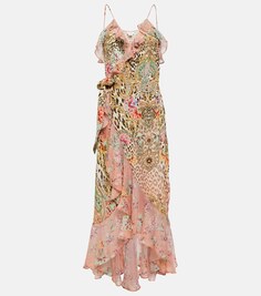 Шелковое платье с запахом и принтом Queen Atlantis CAMILLA, разноцветный