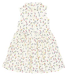 Платье-рубашка из хлопка с цветочным принтом Bonpoint, белый