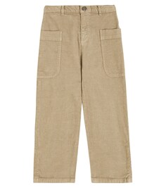 Вельветовые брюки прямого кроя с петлями Bonpoint, коричневый