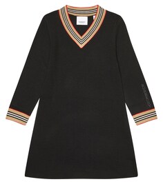 Платье-свитер Icon Stripe с V-образным вырезом Burberry, черный