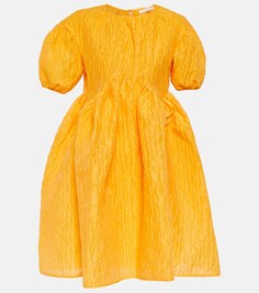 Мини-платье Cloqué из фактурной смеси льна CECILIE BAHNSEN, оранжевый
