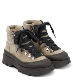 Замшевые походные ботинки на шнуровке Brunello Cucinelli, бежевый