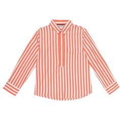 Хлопковая рубашка в полоску Brunello Cucinelli, оранжевый