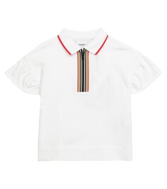 Рубашка-поло Icon Stripe из хлопкового пике Burberry, белый
