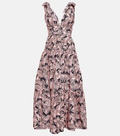 Ярусное платье миди из смесового хлопка CAROLINA HERRERA, розовый