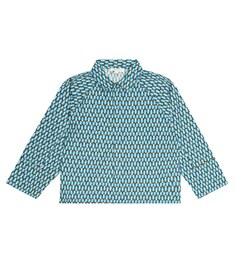 Рубашка из хлопкового поплина с принтом Burdock Caramel, синий
