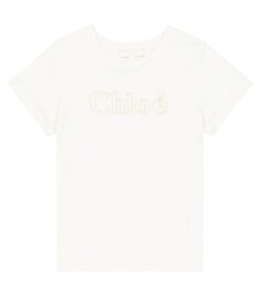 Хлопковая футболка с логотипом Chloé, белый Chloe