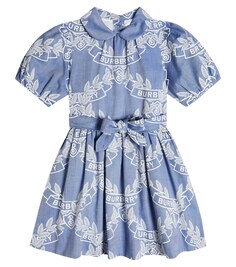 Хлопковое платье Oak Leaf Crest Burberry, синий