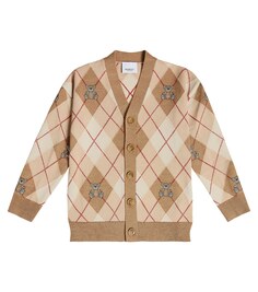 Кардиган Thomas Bear из шерсти с ромбами Burberry, бежевый