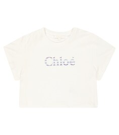 Футболка из хлопкового джерси с логотипом Chloé, белый Chloe