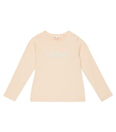 Футболка из хлопкового джерси с логотипом Chloé, розовый Chloe