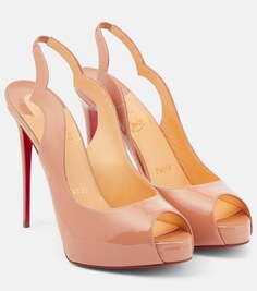 Лакированные туфли Hot Chick с ремешком на пятке Christian Louboutin, бежевый