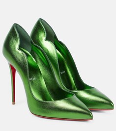 Туфли-лодочки Hot Chick 100 из металлизированной кожи Christian Louboutin, зеленый