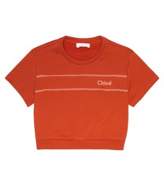 Хлопковая толстовка с вышитым логотипом Chloé, оранжевый Chloe