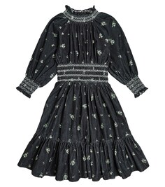 Вельветовое платье Kara со сборками и цветочным принтом C&apos;era una volta, черный