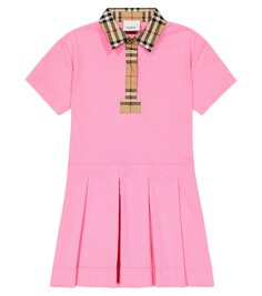 Мини-платье поло из хлопка в клетку Vintage Check Burberry, розовый