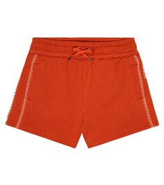 Хлопковые шорты с вышивкой Chloé, оранжевый Chloe