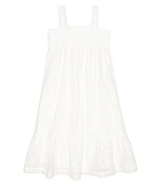 Платье из хлопковой вуали с вышивкой Chloé, белый Chloe