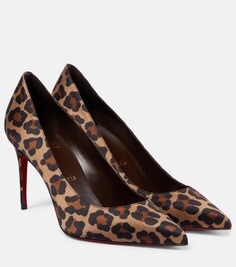 Атласные туфли Kate 85 с леопардовым принтом Christian Louboutin, разноцветный