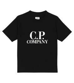 Хлопковая футболка с логотипом C.P. COMPANY KIDS, черный