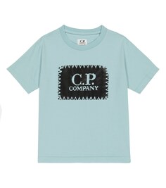 Футболка из хлопкового джерси с логотипом C.P. COMPANY KIDS, синий