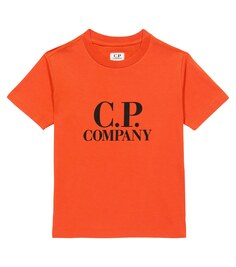 Хлопковая футболка с логотипом C.P. COMPANY KIDS, оранжевый