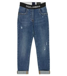 Рваные джинсы с высокой посадкой Dolce&amp;Gabbana, синий