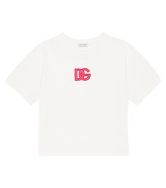 Хлопковая футболка с вышитым логотипом Dolce&amp;Gabbana, белый
