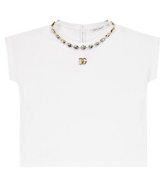 Украшенная хлопковая футболка Dolce&amp;Gabbana, белый
