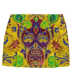 Юбка из парчи с цветочным принтом Dolce&amp;Gabbana, разноцветный