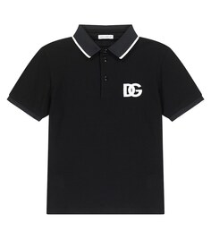 Рубашка-поло DG из хлопкового пике Dolce&amp;Gabbana, черный