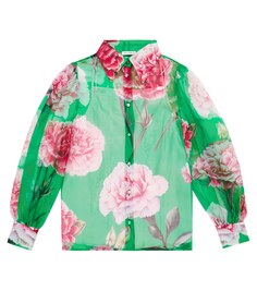 Рубашка из шелкового шифона с цветочным принтом Dolce&amp;Gabbana, зеленый