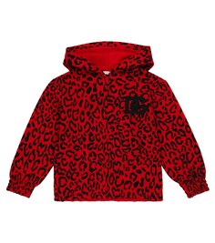 Худи из хлопкового джерси с леопардовым принтом Dolce&amp;Gabbana, красный
