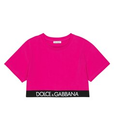 Футболка из смесового хлопка с логотипом Dolce&amp;Gabbana, розовый