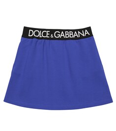 Юбка из хлопкового джерси с логотипом Dolce&amp;Gabbana, синий