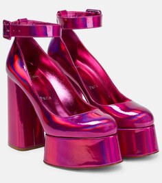 Кожаные туфли-лодочки Yazefir на платформе Christian Louboutin, розовый