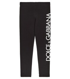 Леггинсы из смесового хлопкового джерси с логотипом Dolce&amp;Gabbana, черный