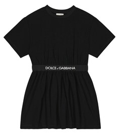 Платье из смесового хлопка с логотипом Dolce&amp;Gabbana, черный