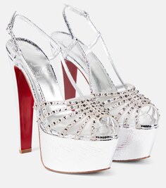 Босоножки на платформе Vegastrassima Alta Christian Louboutin, серебряный