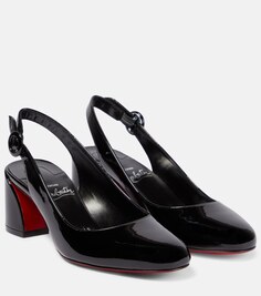 Туфли-лодочки из лакированной кожи с ремешком на пятке Christian Louboutin, черный