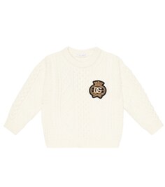 Шерстяной свитер фактурной вязки с логотипом Dolce&amp;Gabbana, белый