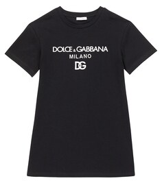 Хлопковая футболка с вышитым логотипом Dolce&amp;Gabbana, черный