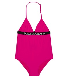 Купальник с завязками на шее и логотипом Dolce&amp;Gabbana, розовый