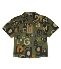 Хлопковая рубашка с логотипом Dolce&amp;Gabbana, зеленый