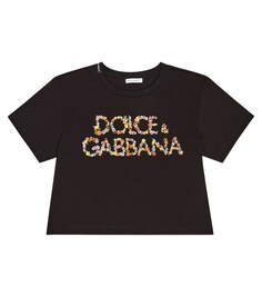 Футболка из хлопкового джерси с логотипом Dolce&amp;Gabbana, черный
