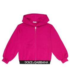 Худи на молнии из хлопкового джерси с логотипом Dolce&amp;Gabbana, синий