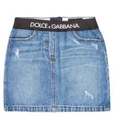 Джинсовая мини-юбка с логотипом Dolce&amp;Gabbana, синий